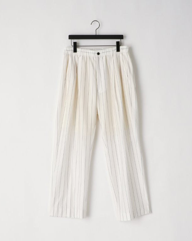 28G SILK RAMIE GLITTERY STRIPE TUCK EASY PANTS - WHITE