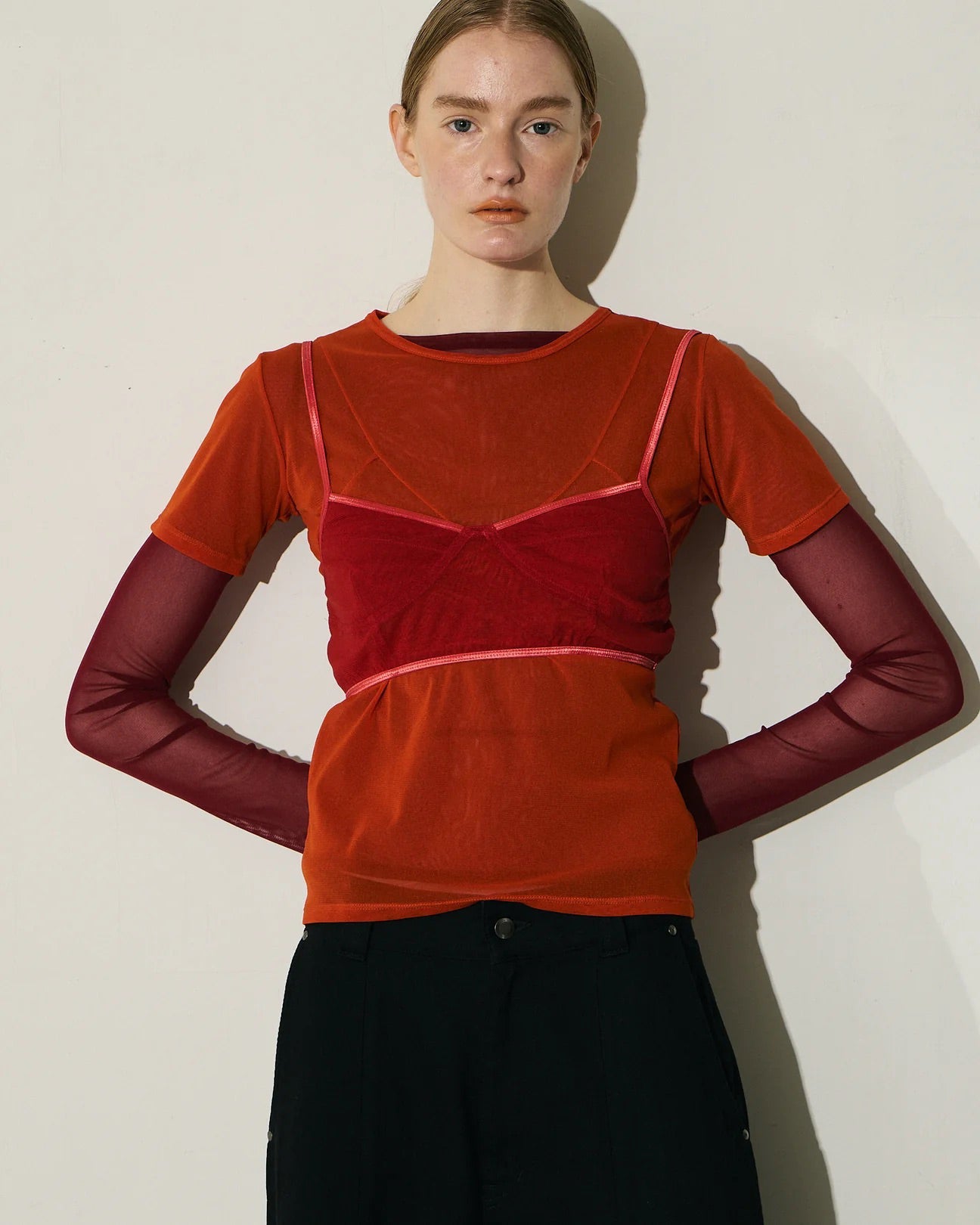 POWER NET TULLE BRA - RED