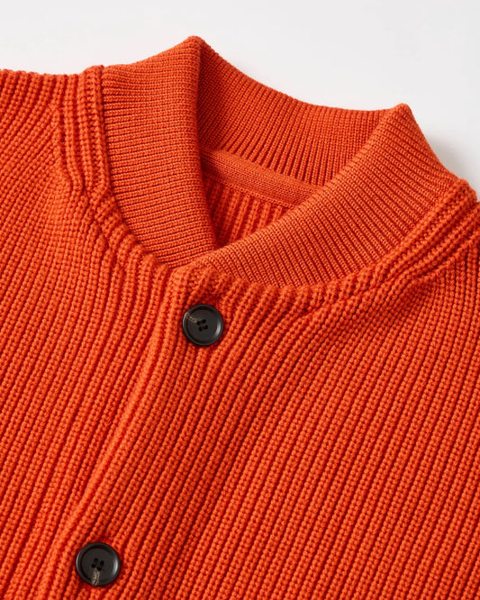 MERINO WOOL KNIT BLOUSON - ORANGE