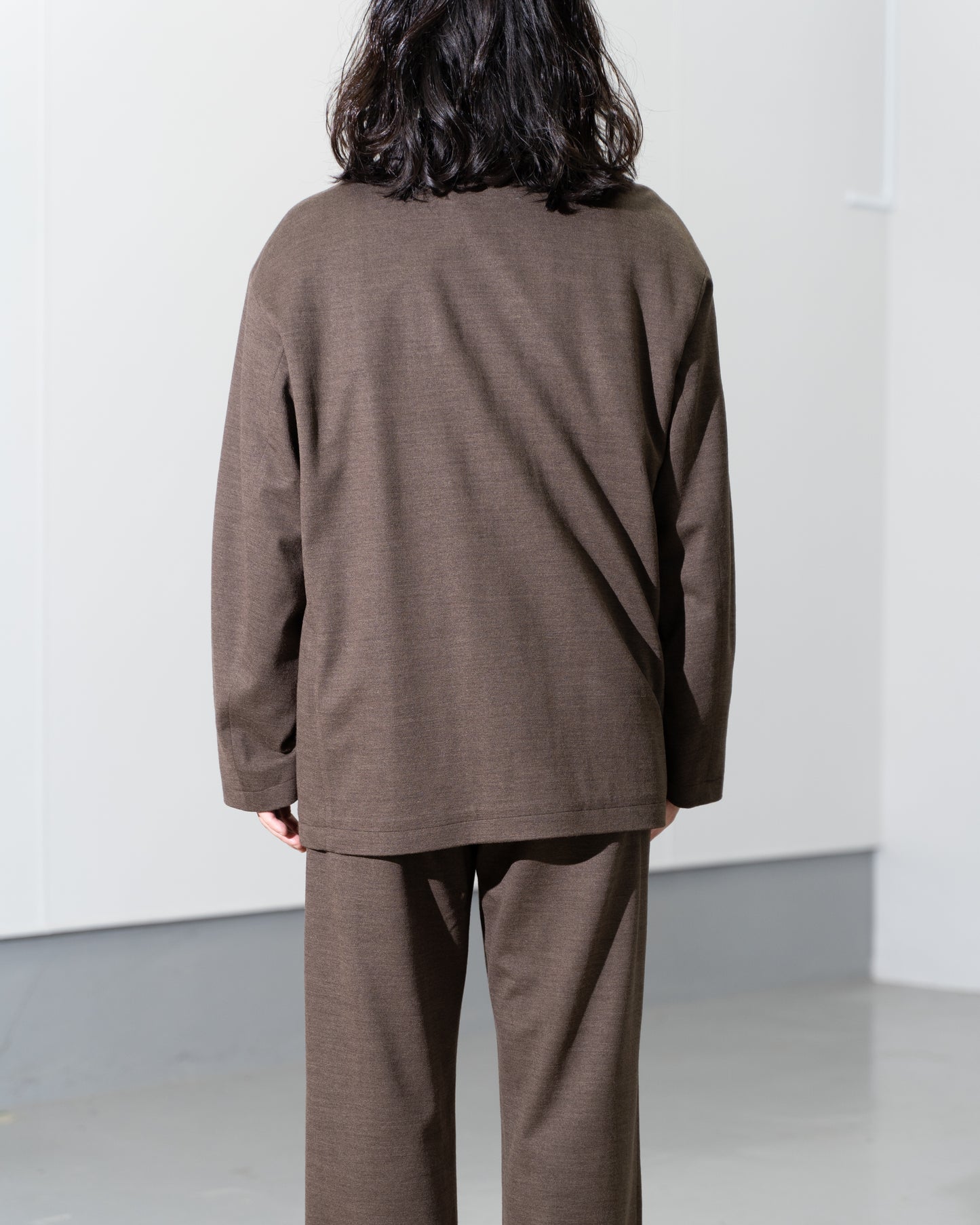 36G WOOL HERRINGBONE DOUBLE JACKET - BROWN