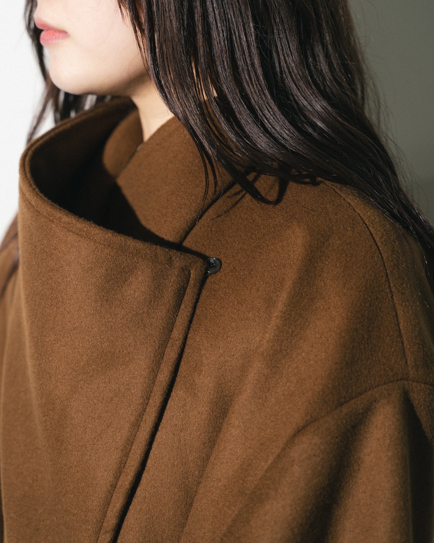 SLOW WRAP COAT - BROWN