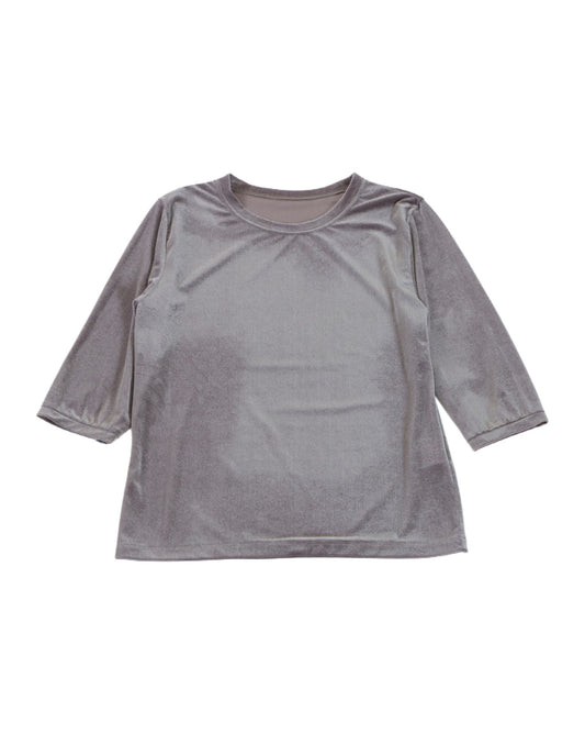 SOFT SHEER VELOUR TOP - GRAY