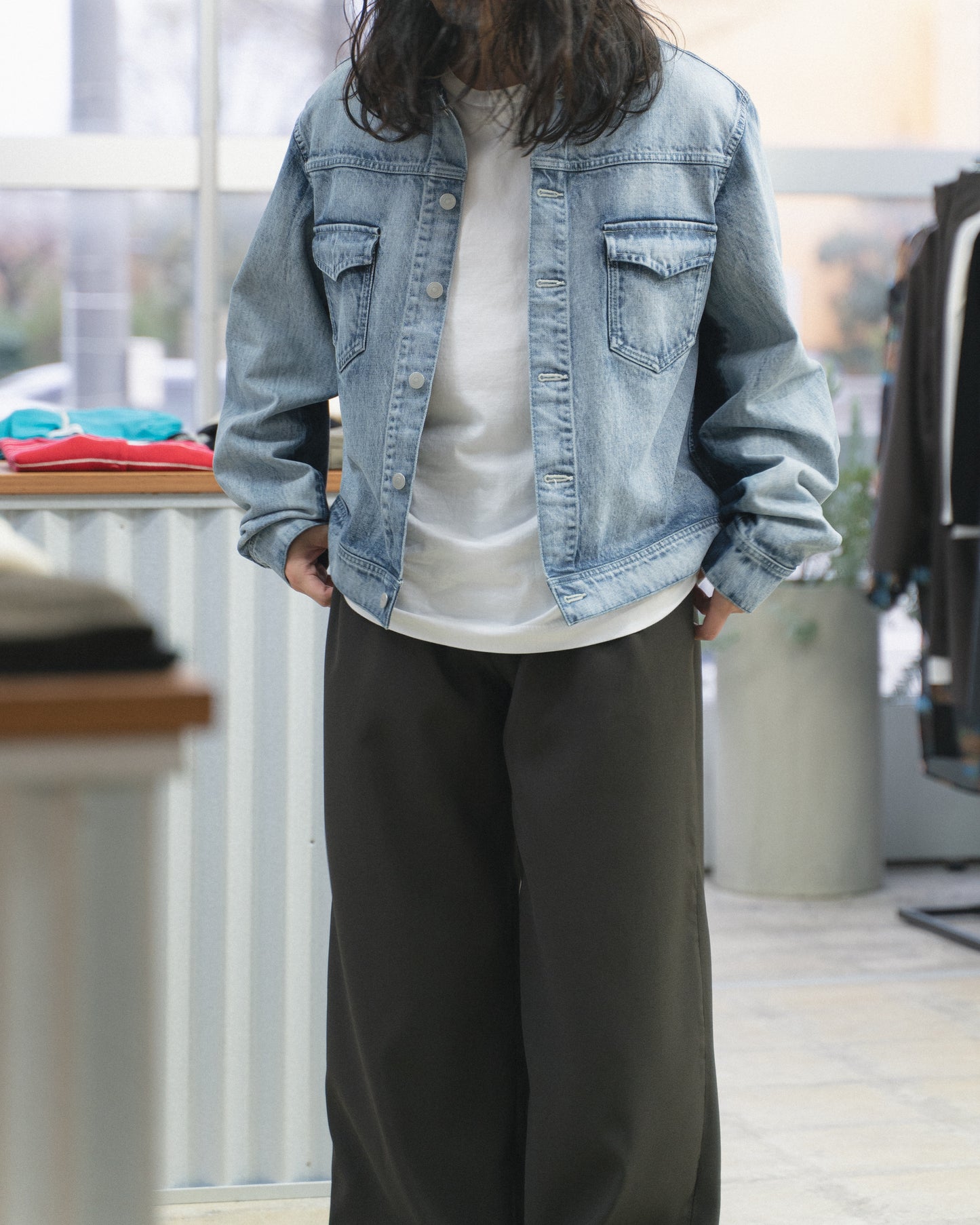 TWO-TONE DENIM BLOUSON - SAX BLUE