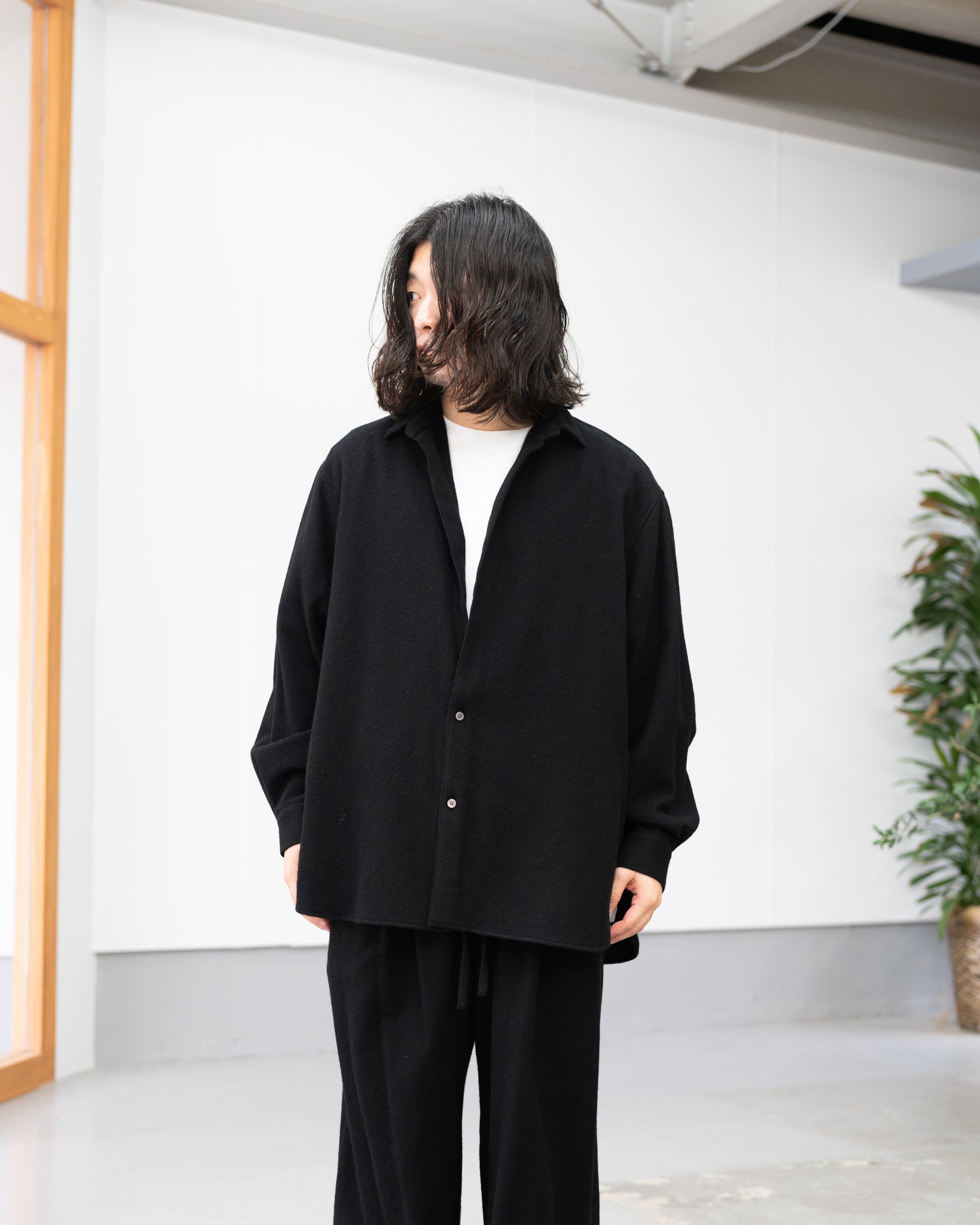 CASHMERE SHIRT JACKET - BLACK