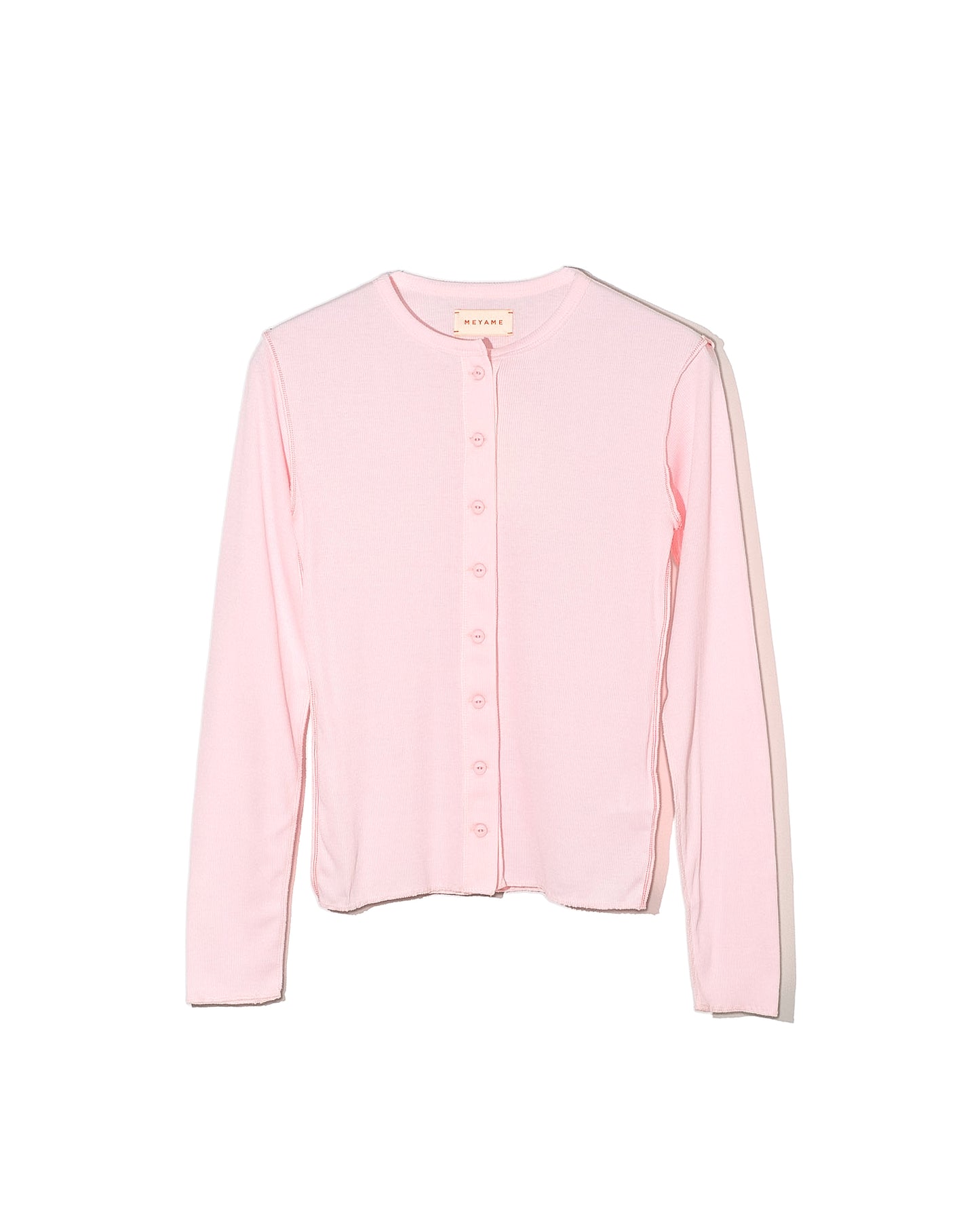SOFT RIB SIDE STITCH CARDIGAN - LIGHT PINK