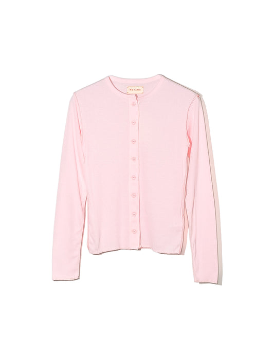 SOFT RIB SIDE STITCH CARDIGAN - LIGHT PINK