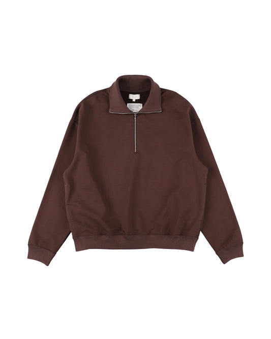 36G SUPER FINE GAUGE HALF ZIP PULLOVER - BROWN