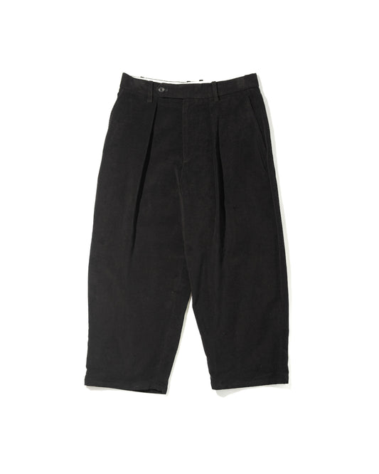 MOLESKIN PLEATED TROUSERS - BLACK