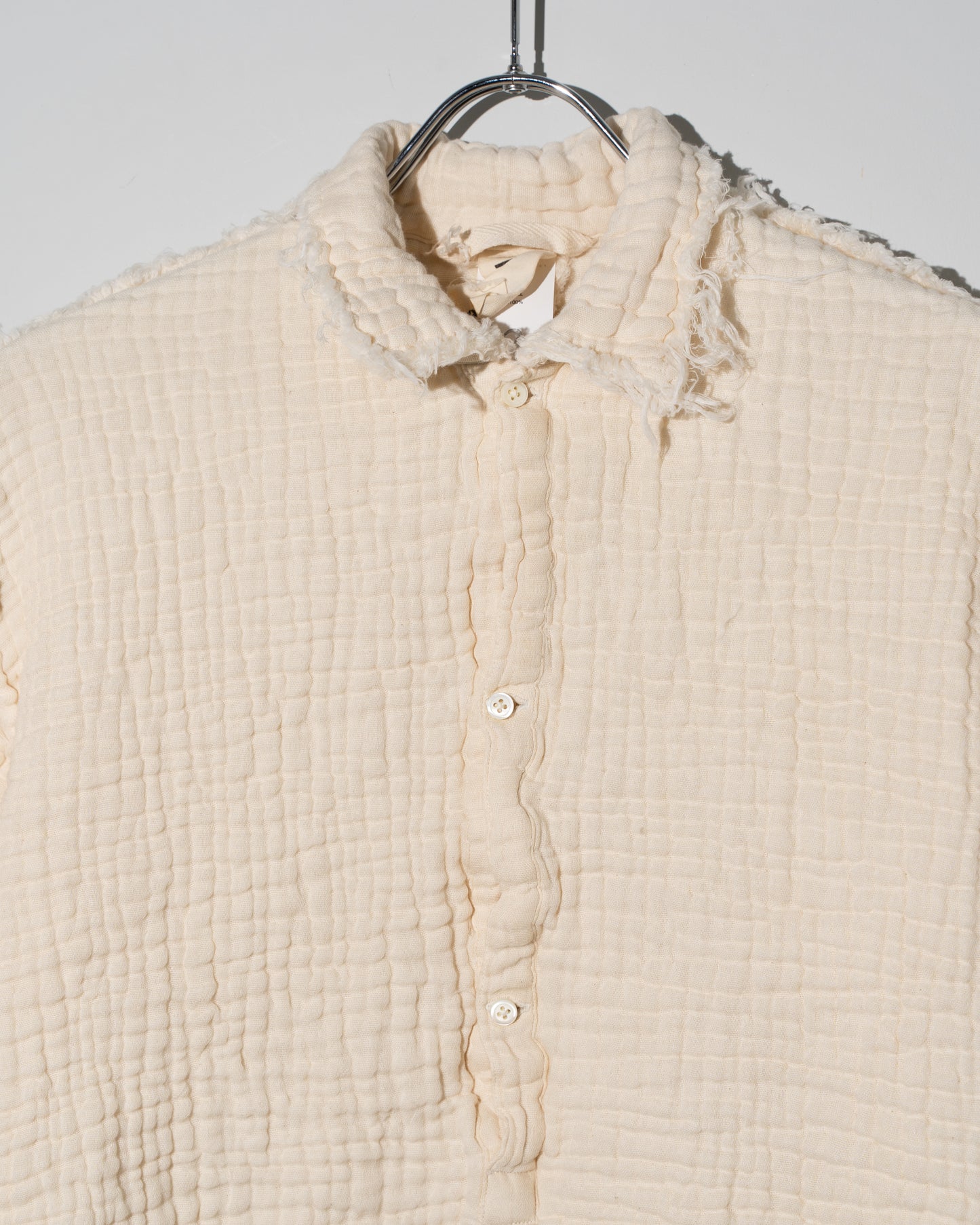 CREPON 4GAUZE POLO SHIRT - NATURAL