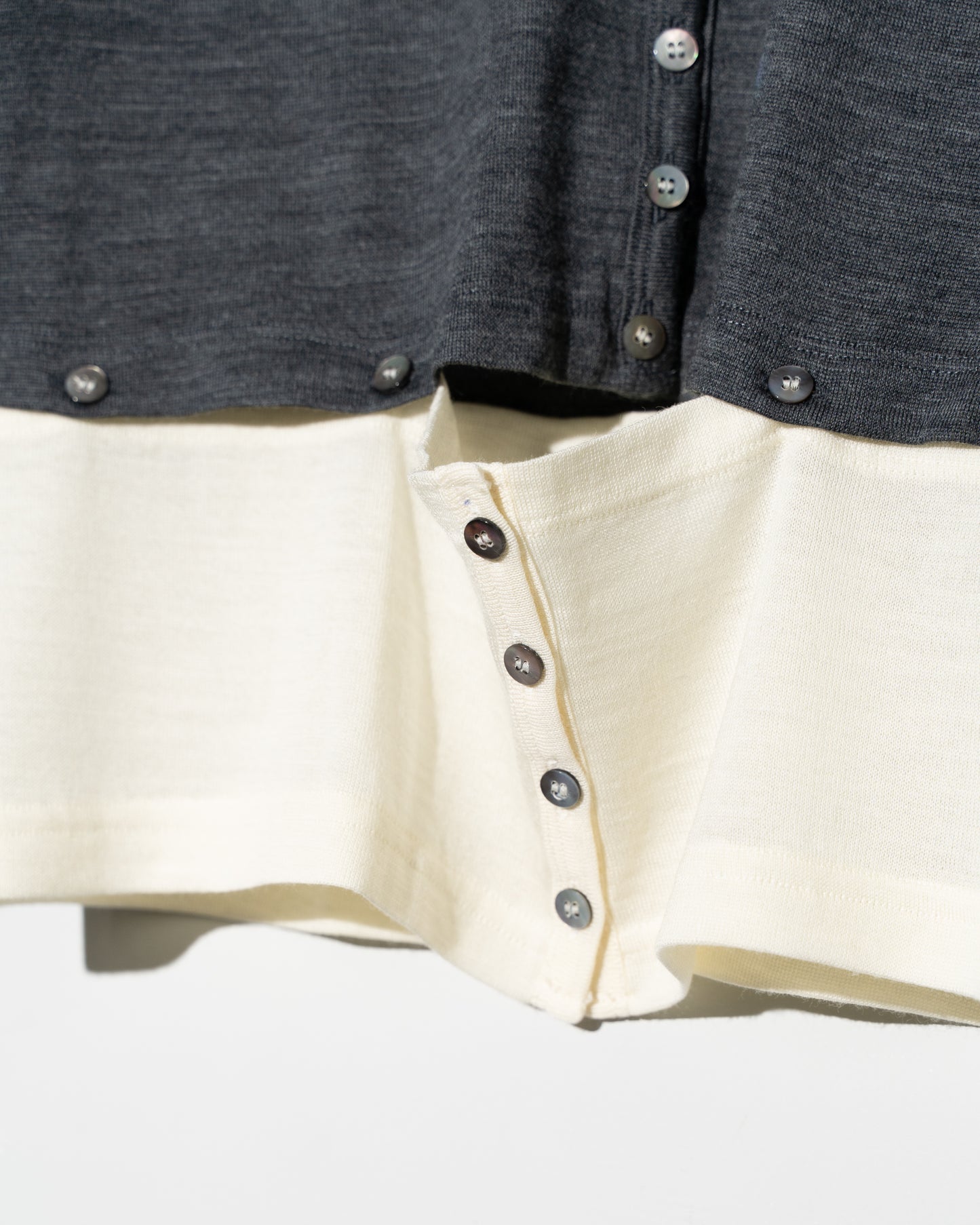 WOOL JERSEY DETACHABLE CARDIGAN - GRAY×IVORY