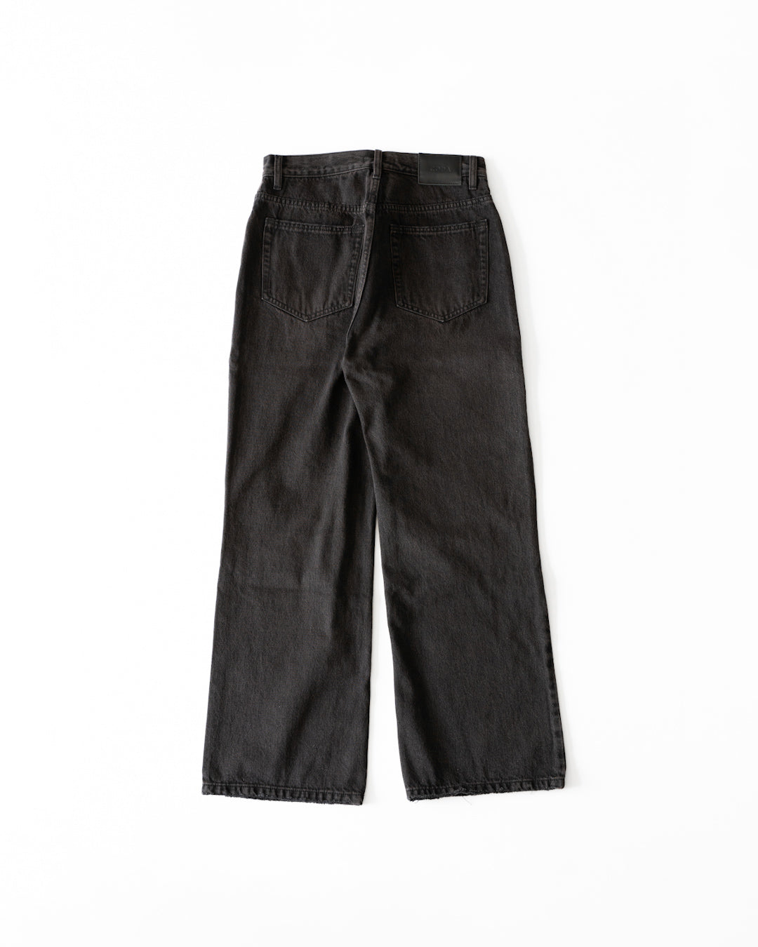 WASHED DESTORYED BREAK CUT FLARED JEANS - BLACK