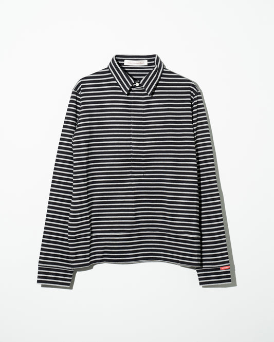 LS POLO BORDER - BLACK