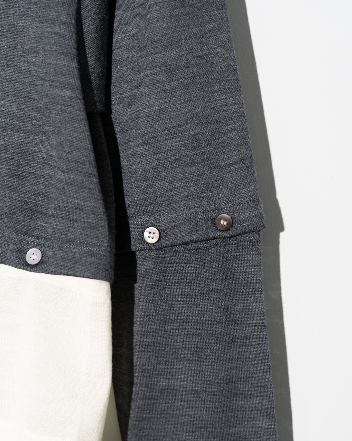 WOOL JERSEY DETACHABLE CARDIGAN - GRAY×IVORY