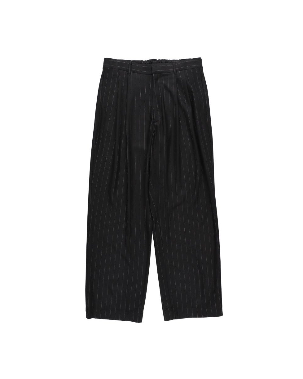 36G WOOL STRIPE TROUSER - BLACK