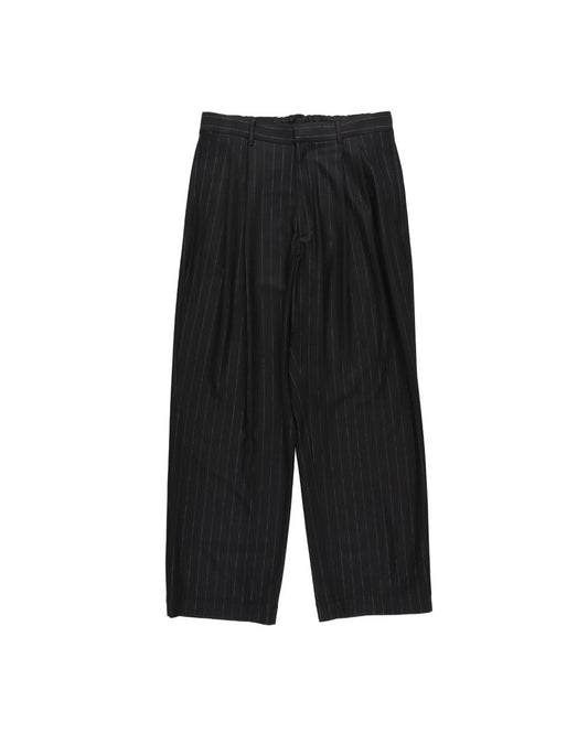 36G WOOL STRIPE TROUSER - BLACK