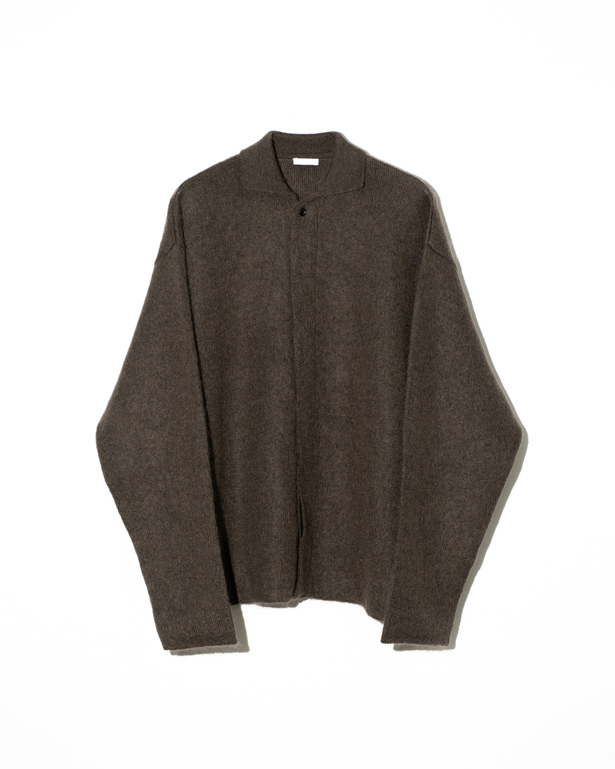 KID MOHAIR KNIT SHIRTS - BROWN