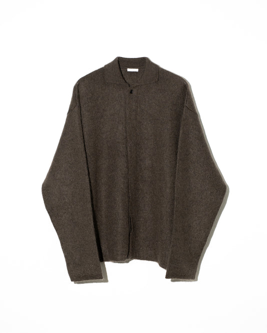 KID MOHAIR KNIT SHIRTS - BROWN