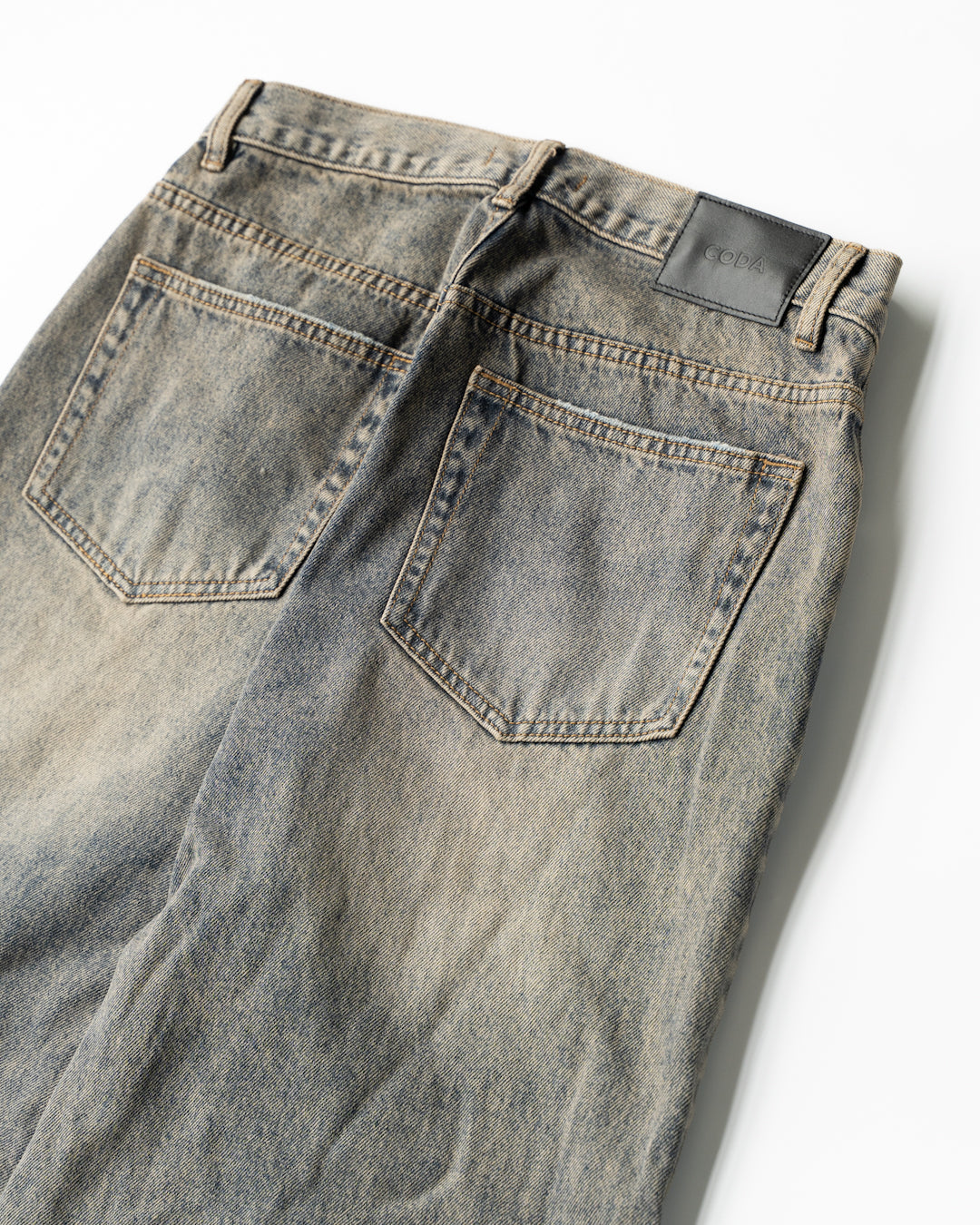 GREY ACID WASH LAYERED HYBRID JEANS - GREY ACID WASH