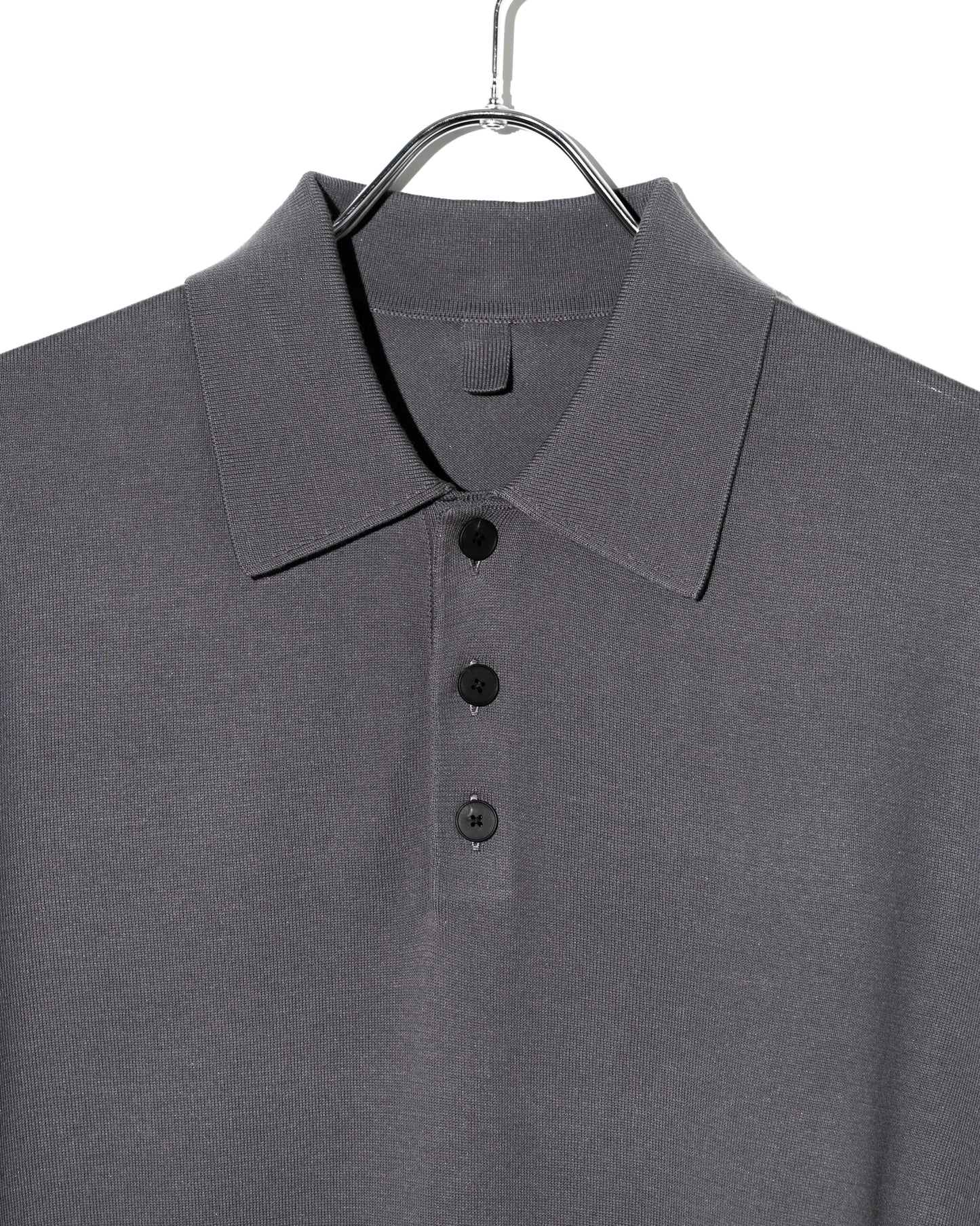 CO/ SI KNIT POLO PO - D.GRAY