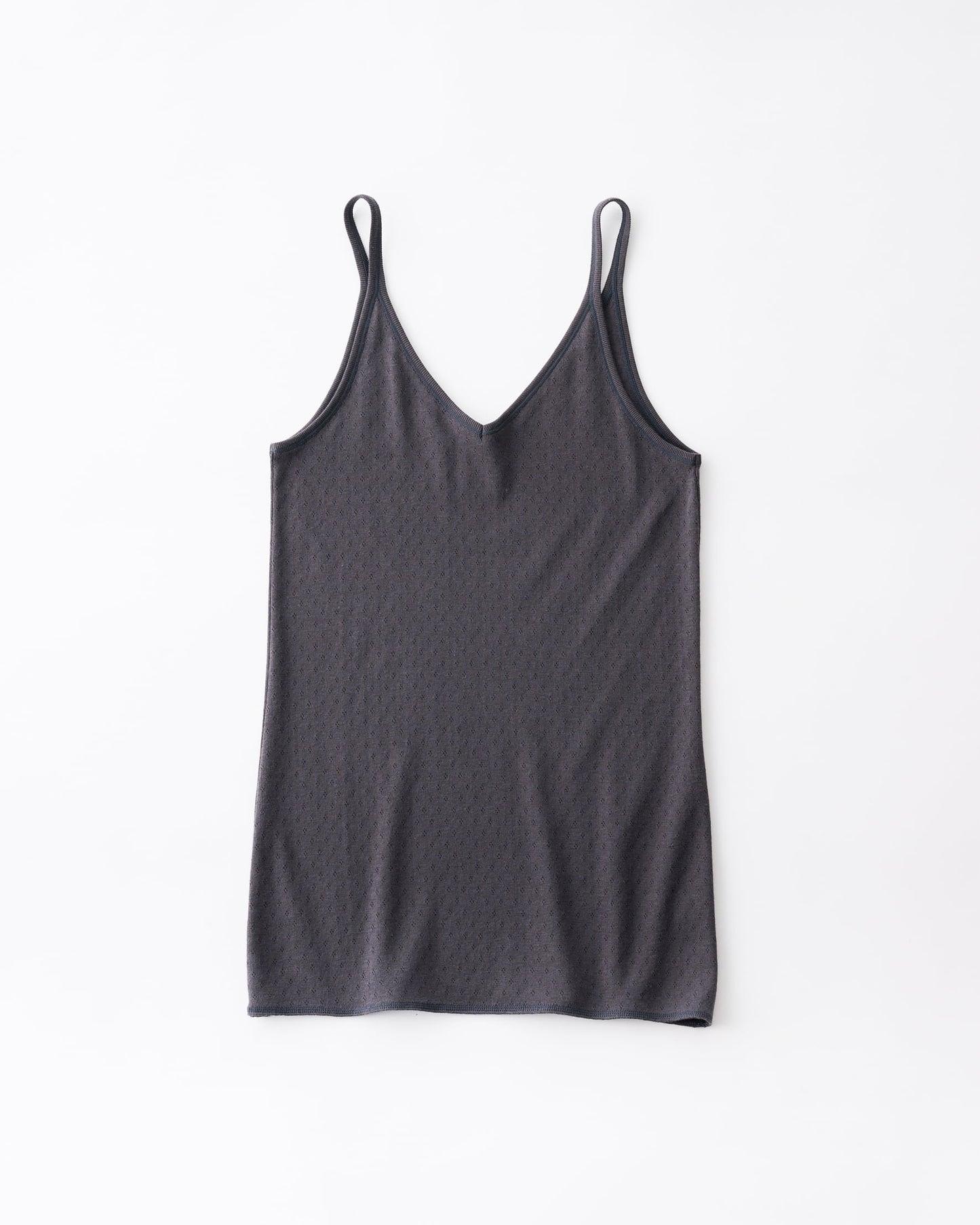 COTTON SILK PATTERN MESH JACQUARD COTTON SILK DOUBLE V NECK CAMISOLE - CHARCOAL