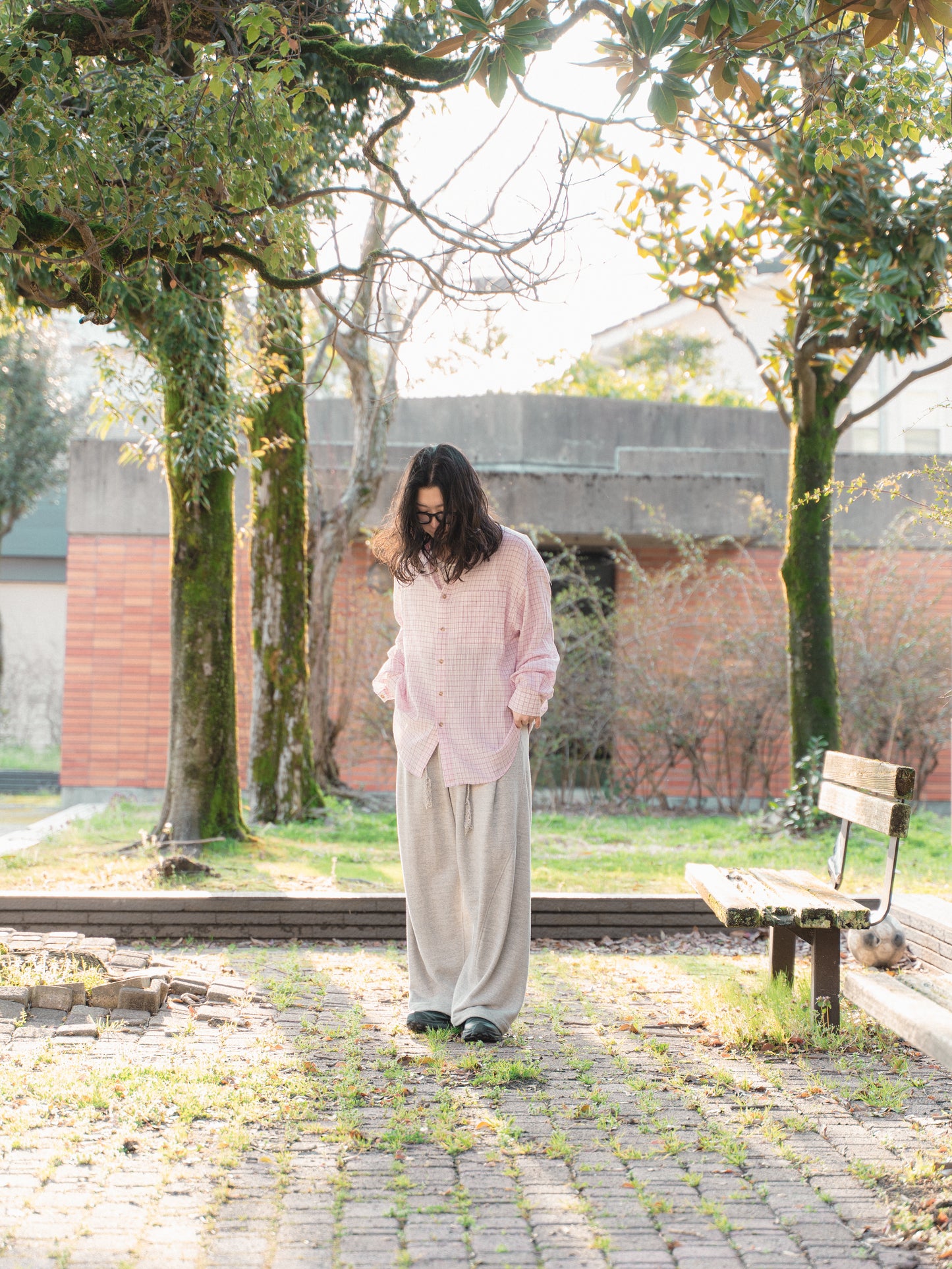 RONACHECK WRINKLE OVER SIZED SHIRTS - LEMONADE PINK