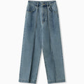 TUCKED DENIM PANTS - BLUE