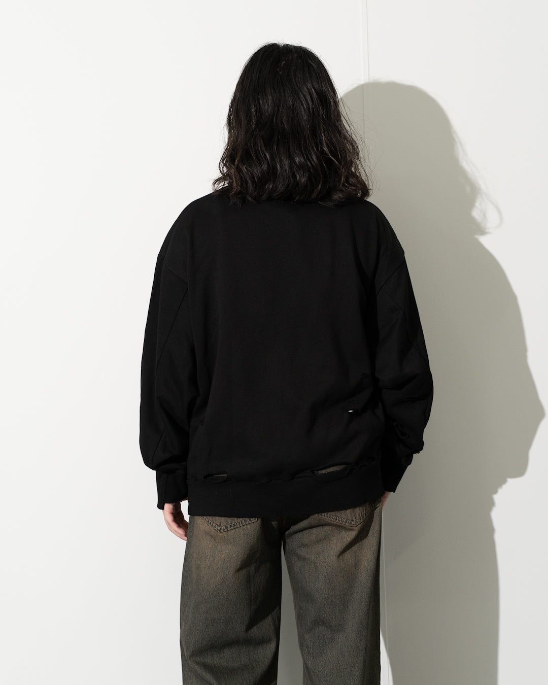 AGING DESTROYED SWEATSHIRT - MELANGE GRAY
