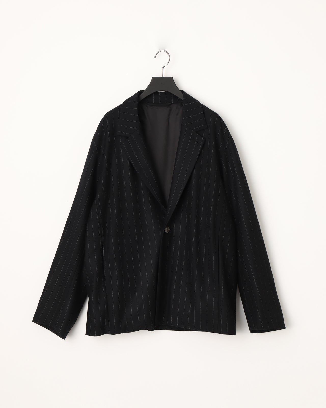 36G WOOL STRIPE 1B JACKET - BLACK SP