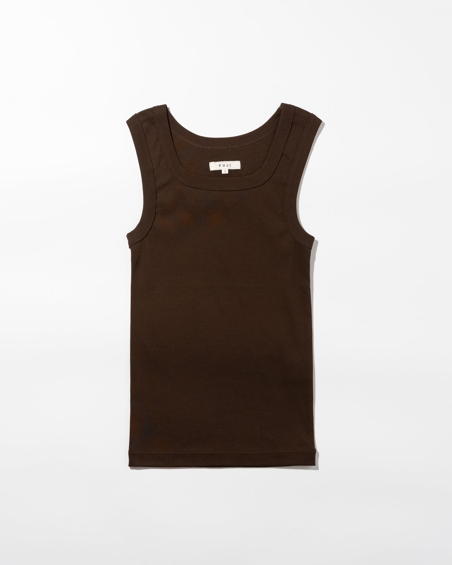 COTTON SQUARE TANK TOP - BROWN