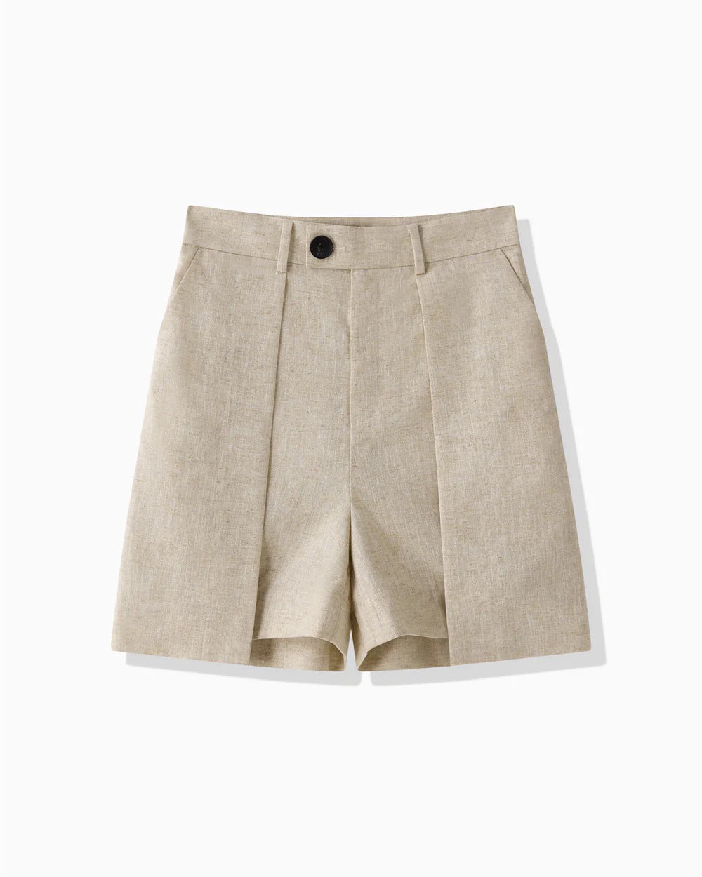 RAYON LINEN LAME SHORTS - BEIGE