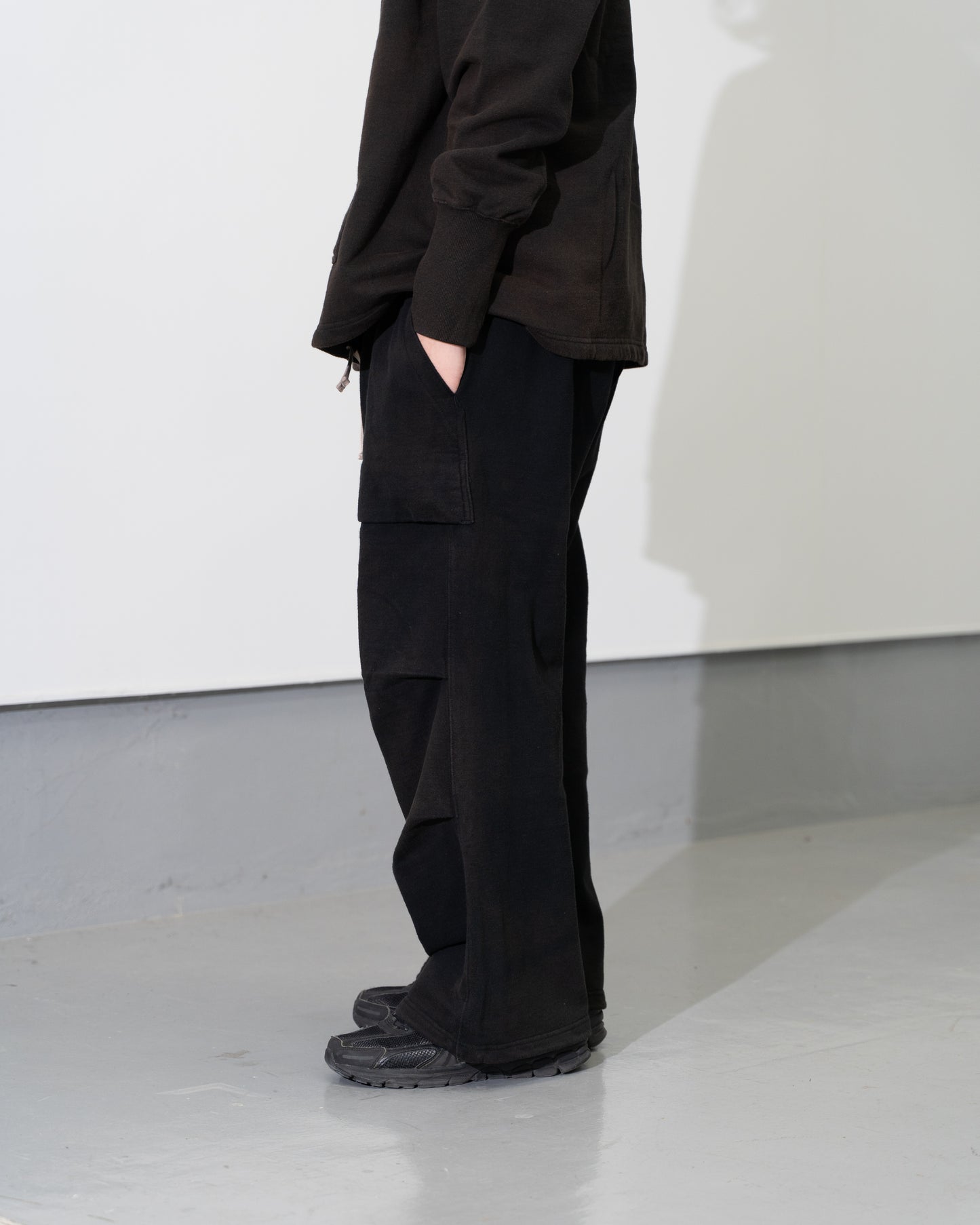 REIMAGINED NEWBOY FLEECE-LINED SWEATPANTS - BLEACHED BLACK