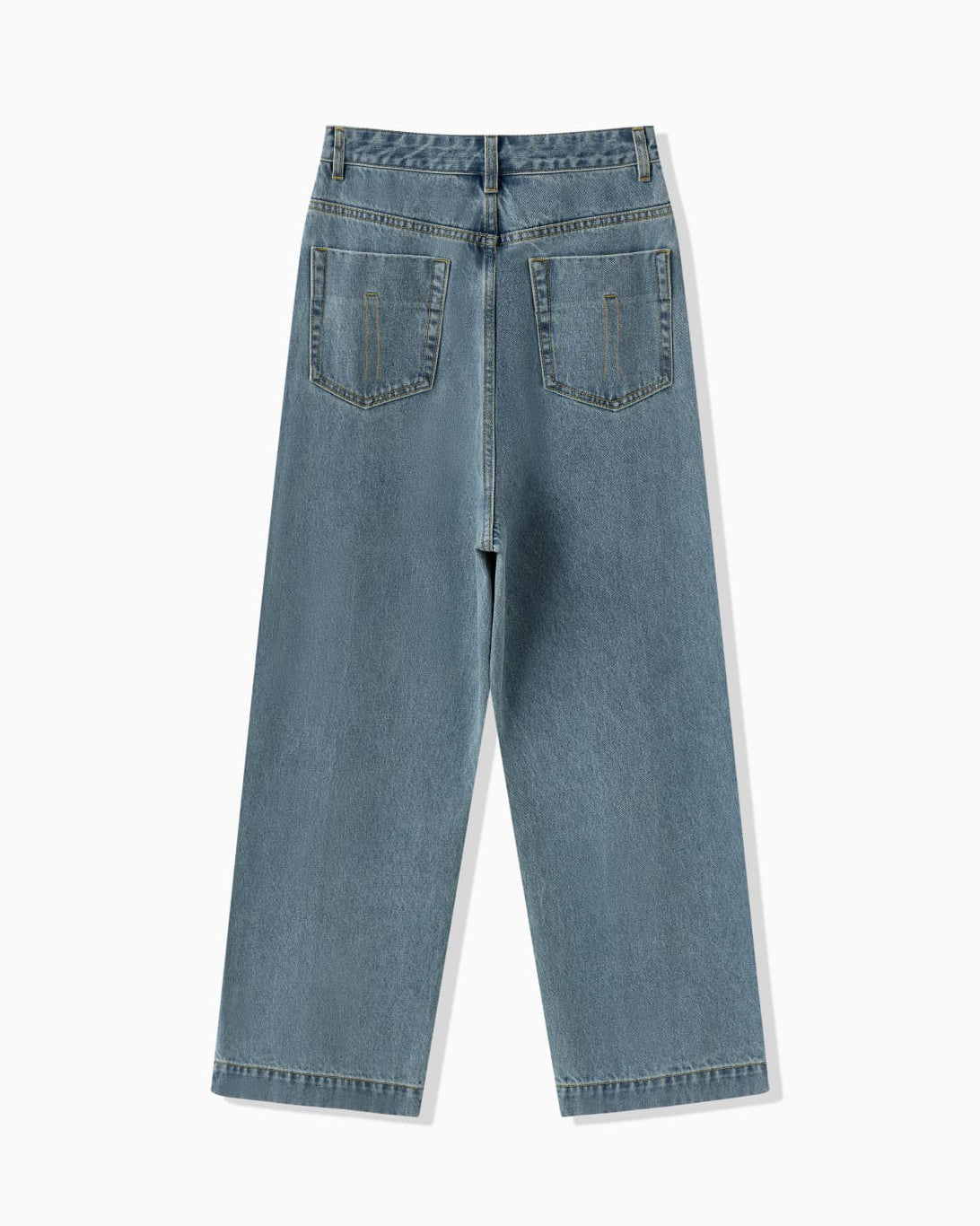 TUCKED DENIM PANTS - BLUE
