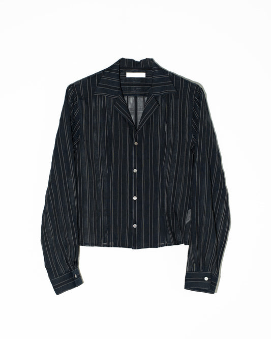 SHEER STRIPE SHIRT - NAVY