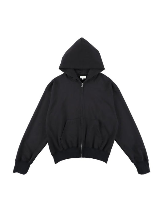 36G Fine Sweat Zip Hoodie - Black Dye