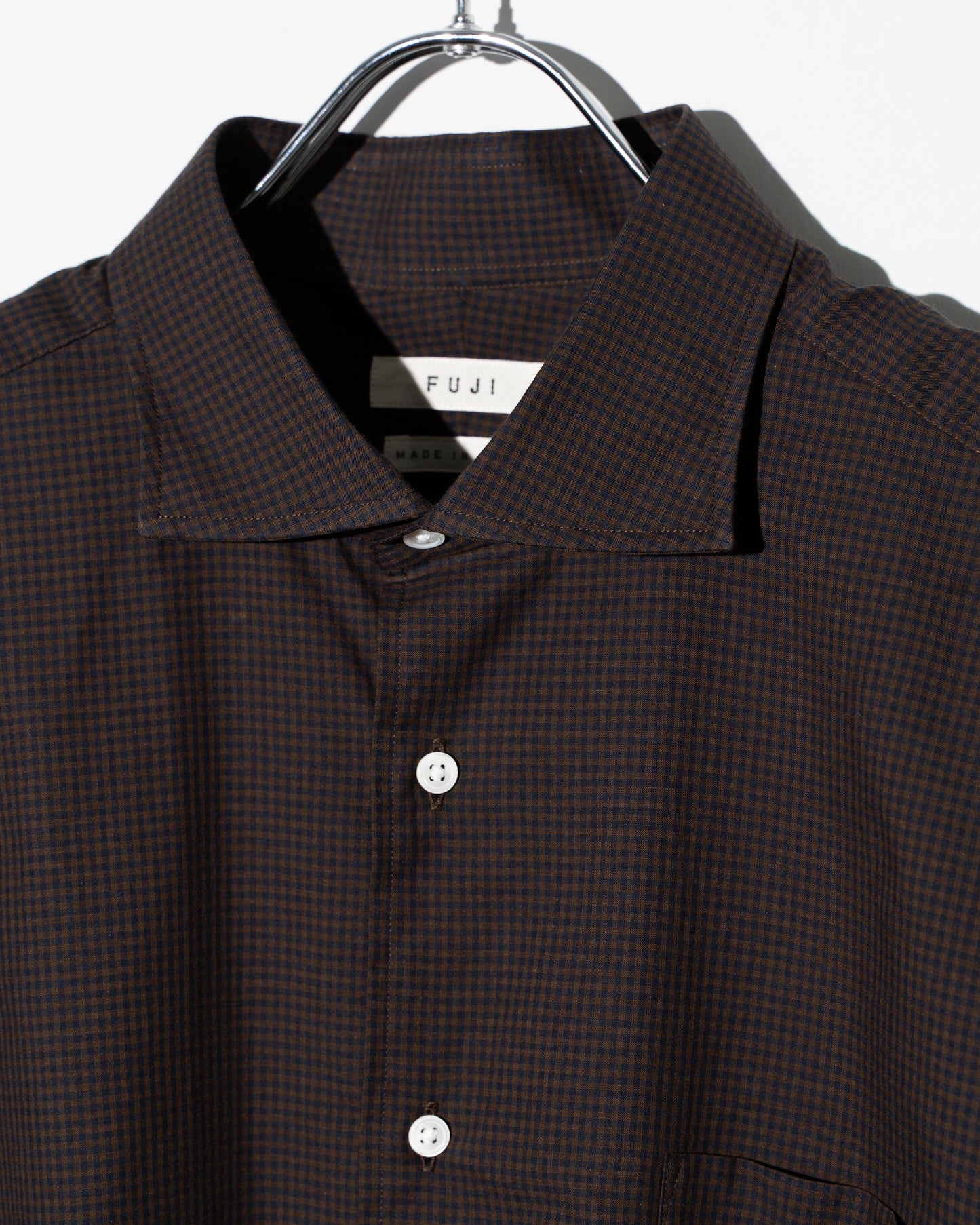 COTTON SILK CHECK SHIRT (femme)  - BROWN