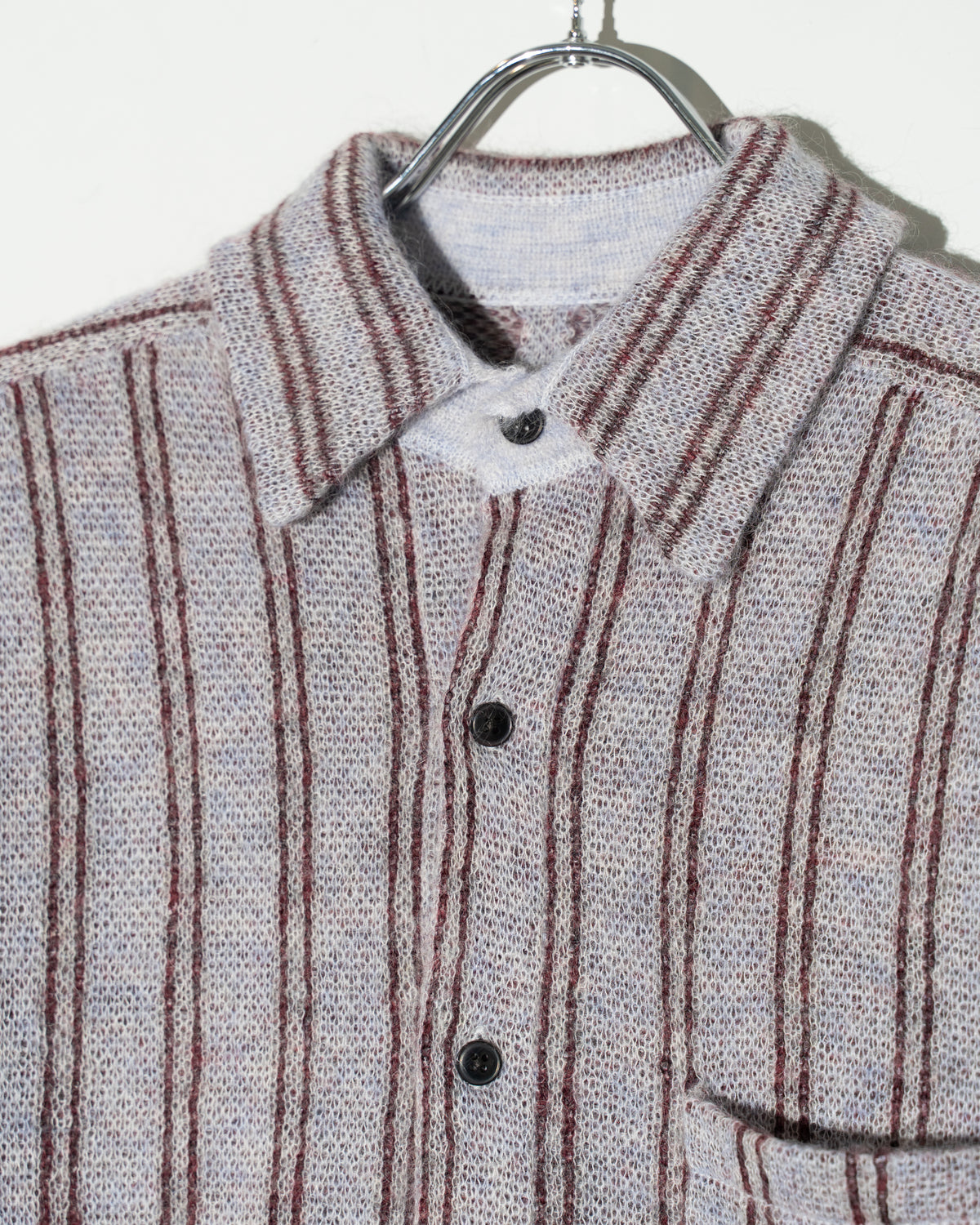 MOHAIR KNIT STRIPE SHIRT - BLUE