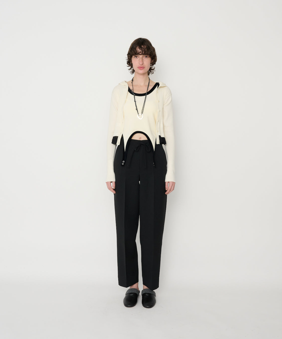 16G RIB HOOD CARDIGAN - WHITE