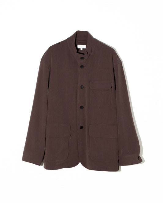 22G CUPRO FIBRIL RIB COLLARLESS COVERALLS - BROWN