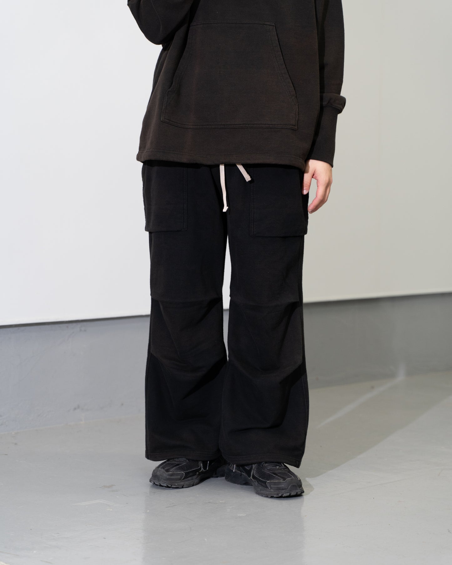 REIMAGINED NEWBOY FLEECE-LINED SWEATPANTS - BLEACHED BLACK