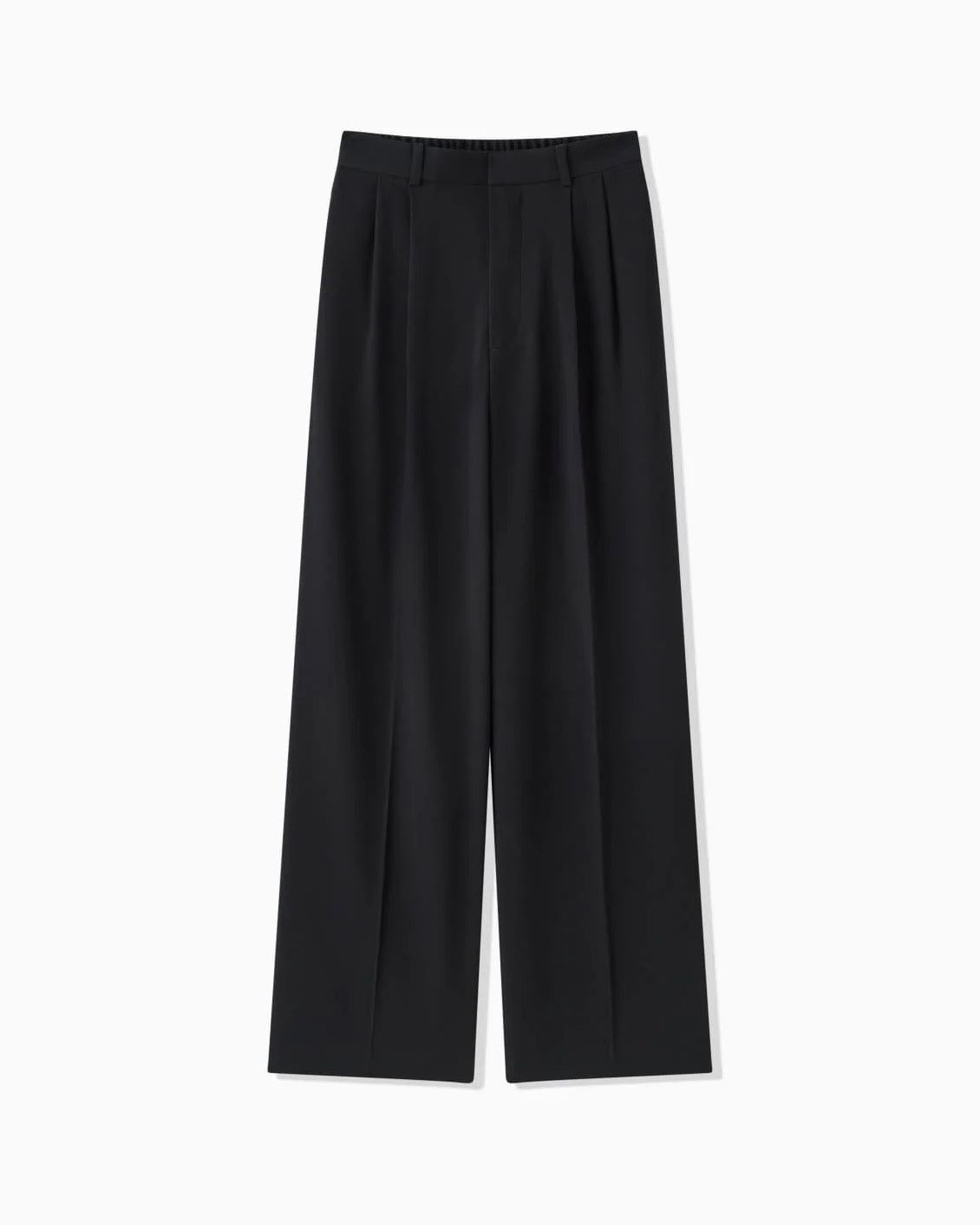 BACK SATIN 2TACK PANTS - BLACK
