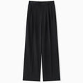 BACK SATIN 2TACK PANTS - BLACK