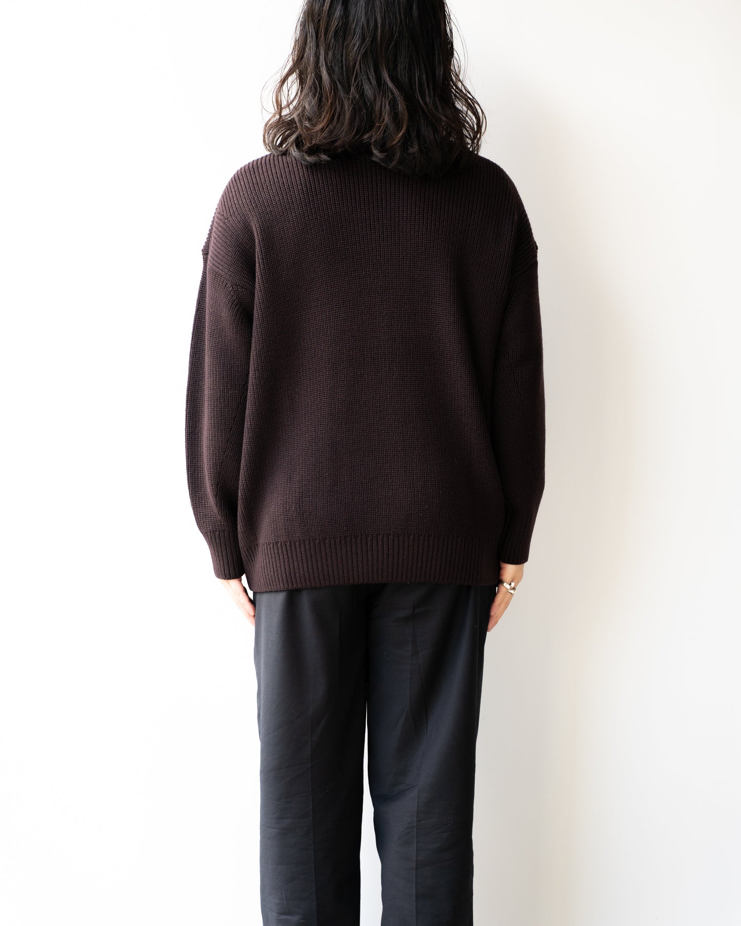 MERINO WOOL CREWNECK KNIT - BROWN