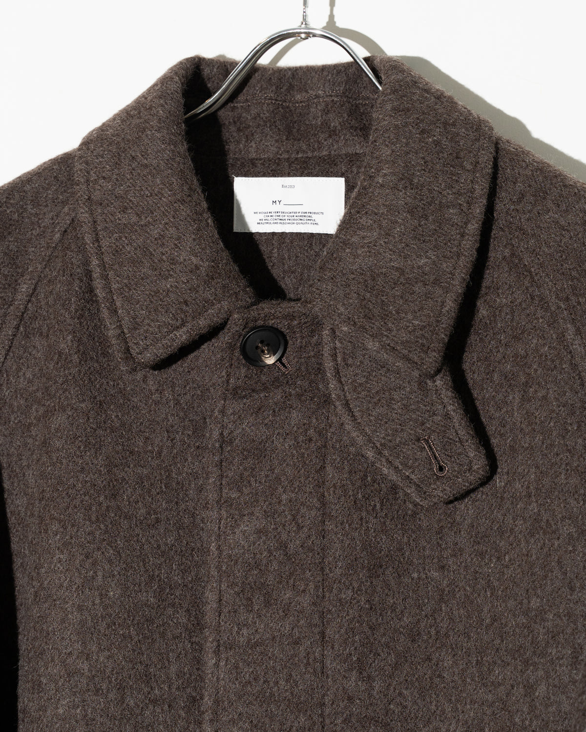 SINGLE BREASTED WOOL COAT - BROWN