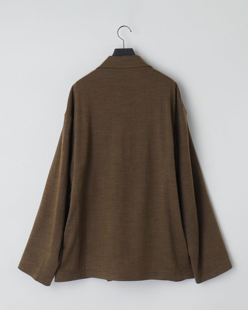 36G WOOL HERRINGBONE DOUBLE JACKET - BROWN