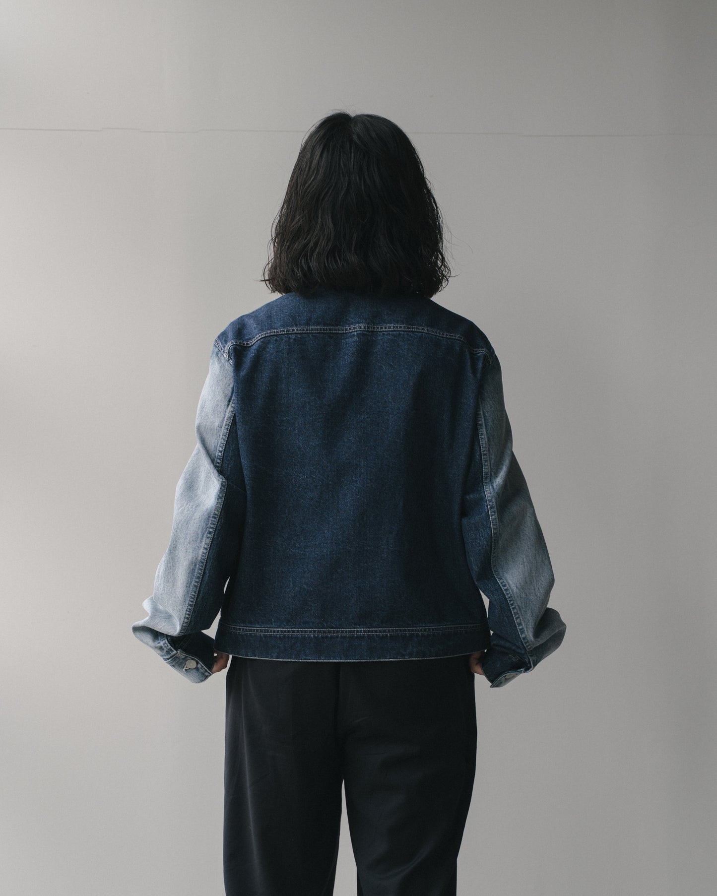 TWO-TONE DENIM BLOUSON - SAX BLUE
