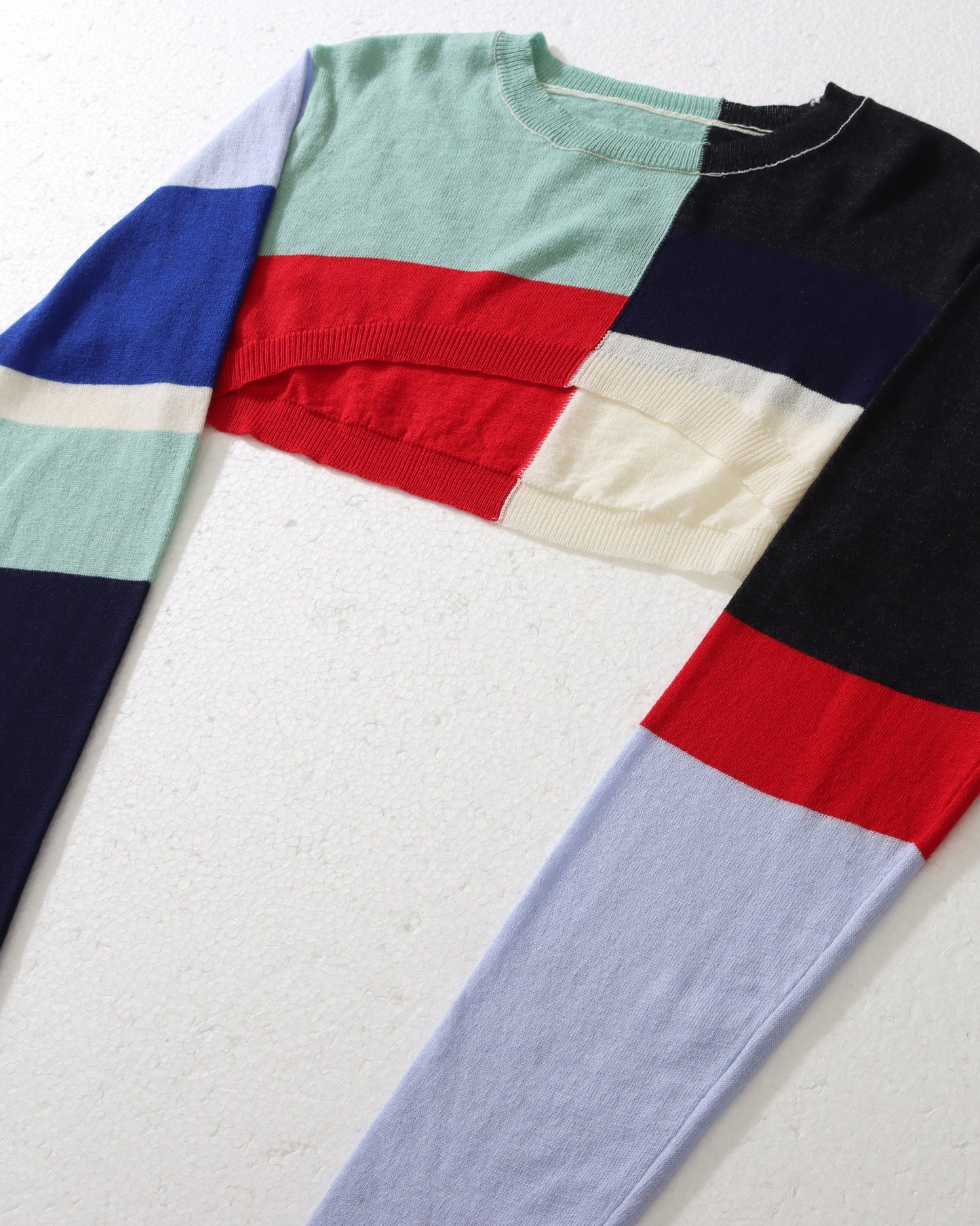 PATCHWORK KNIT TOP - L/GREEN