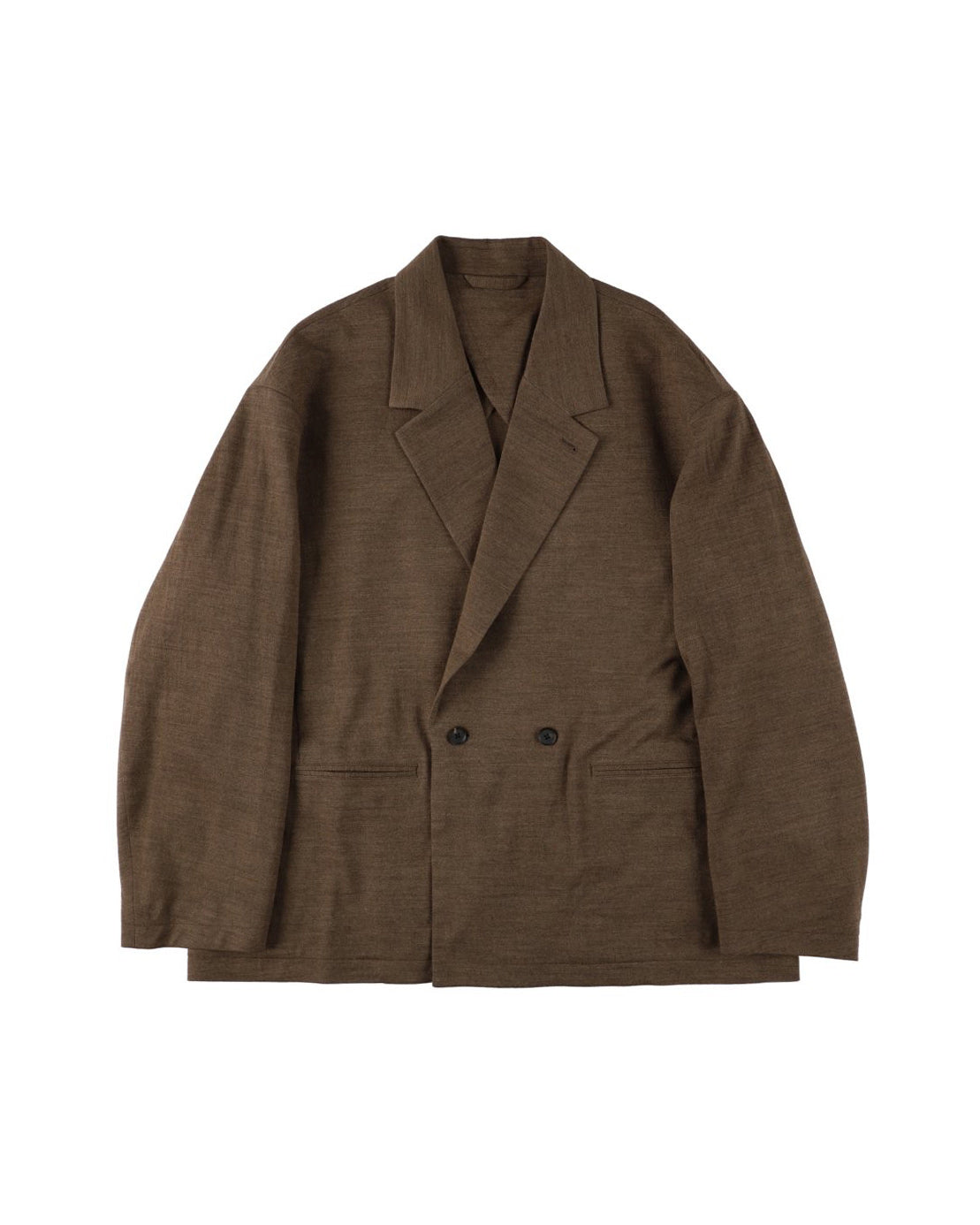 36G WOOL HERRINGBONE DOUBLE JACKET - BROWN
