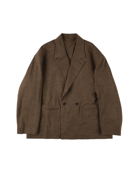 36G WOOL HERRINGBONE DOUBLE JACKET - BROWN