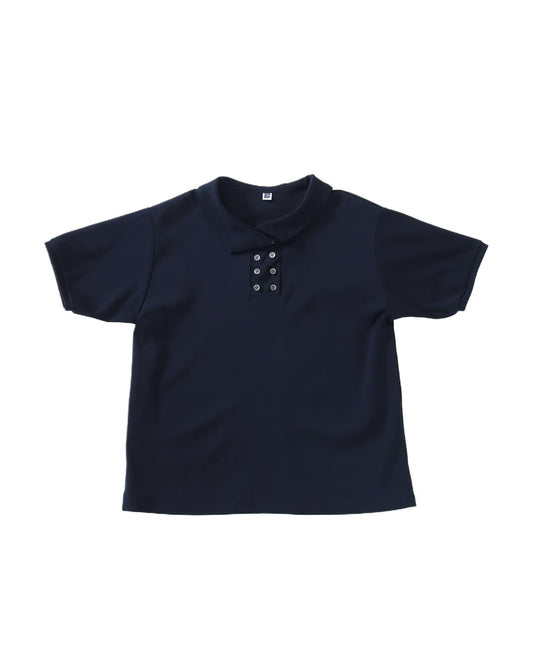 ASYMME POLO WITH TAB - NAVY