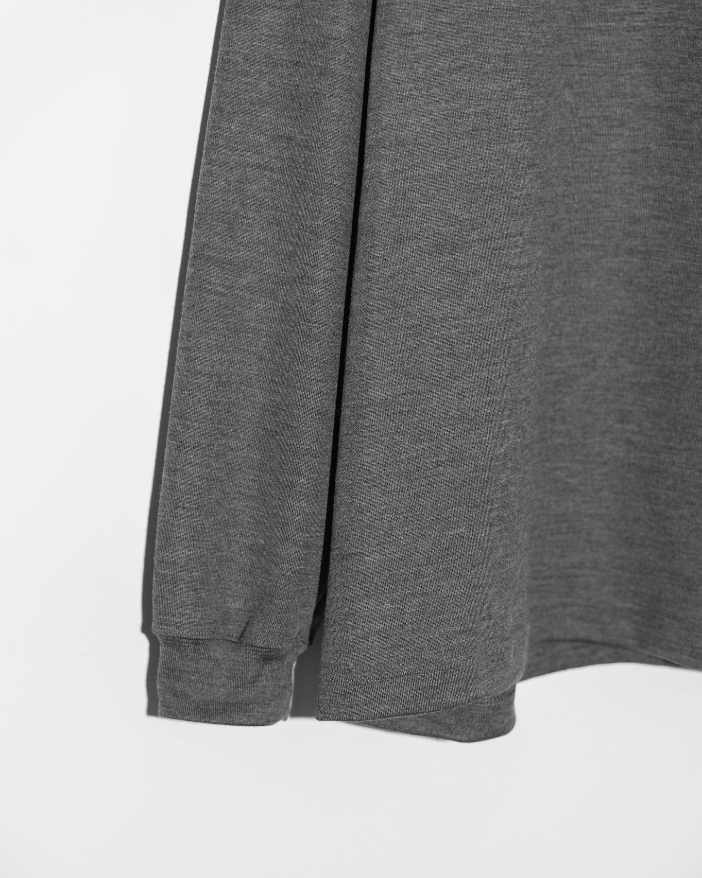 MERINO WOOL CREW NECK LONG SLEEVE SHIRT - GRAY